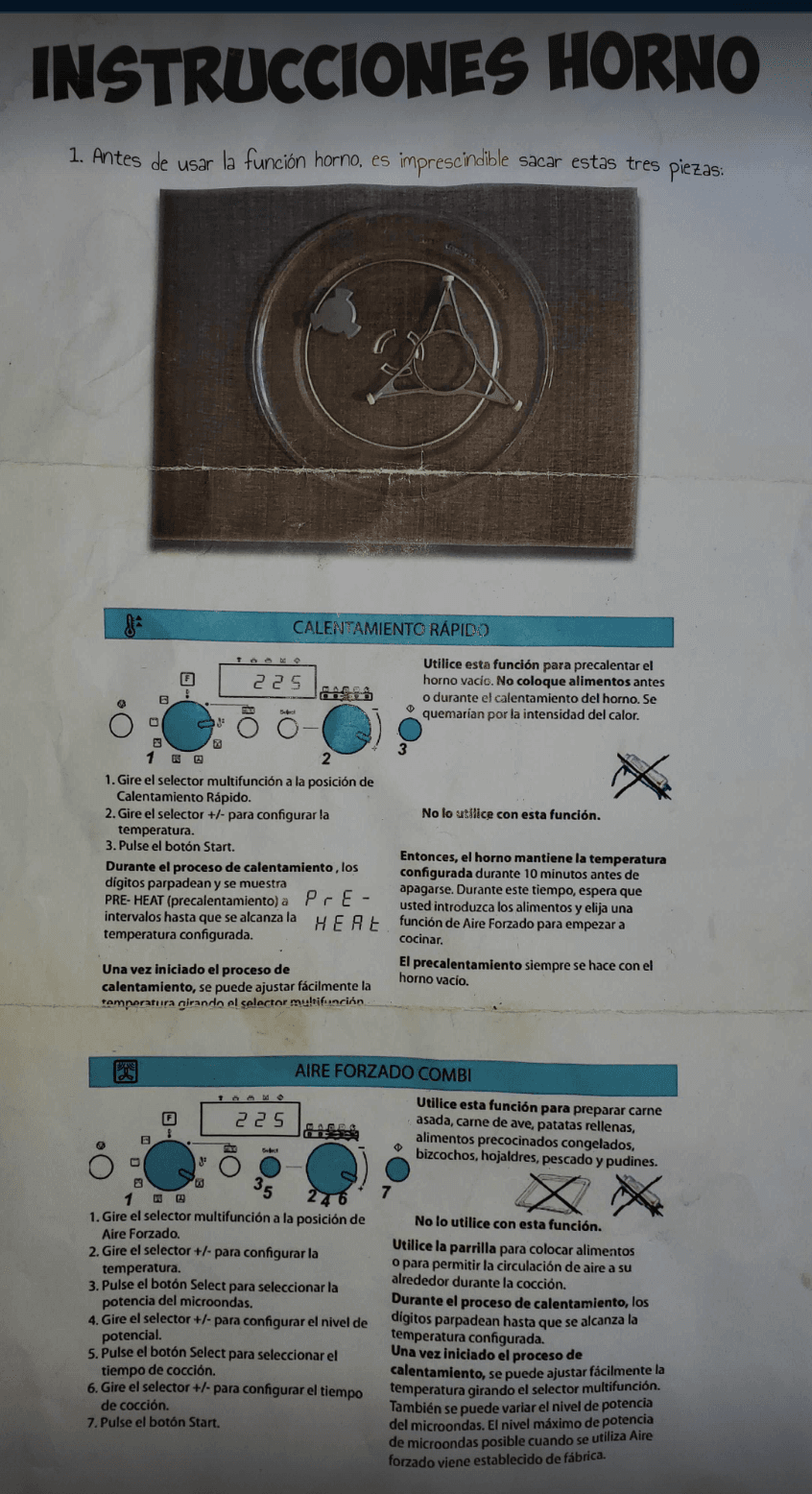 Instrucciones del horno